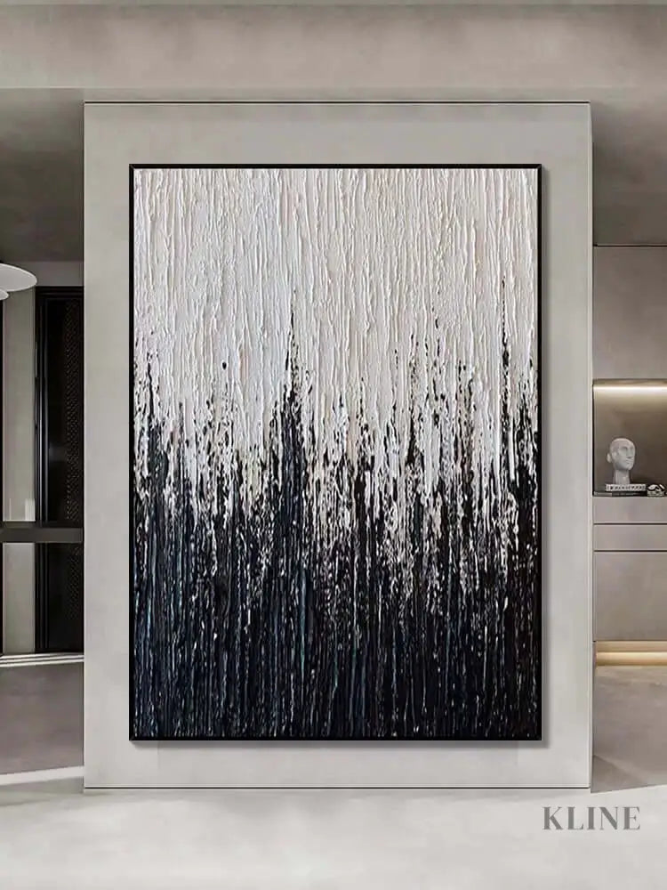 Black Stripes Textured Wall Art - Hand Painting