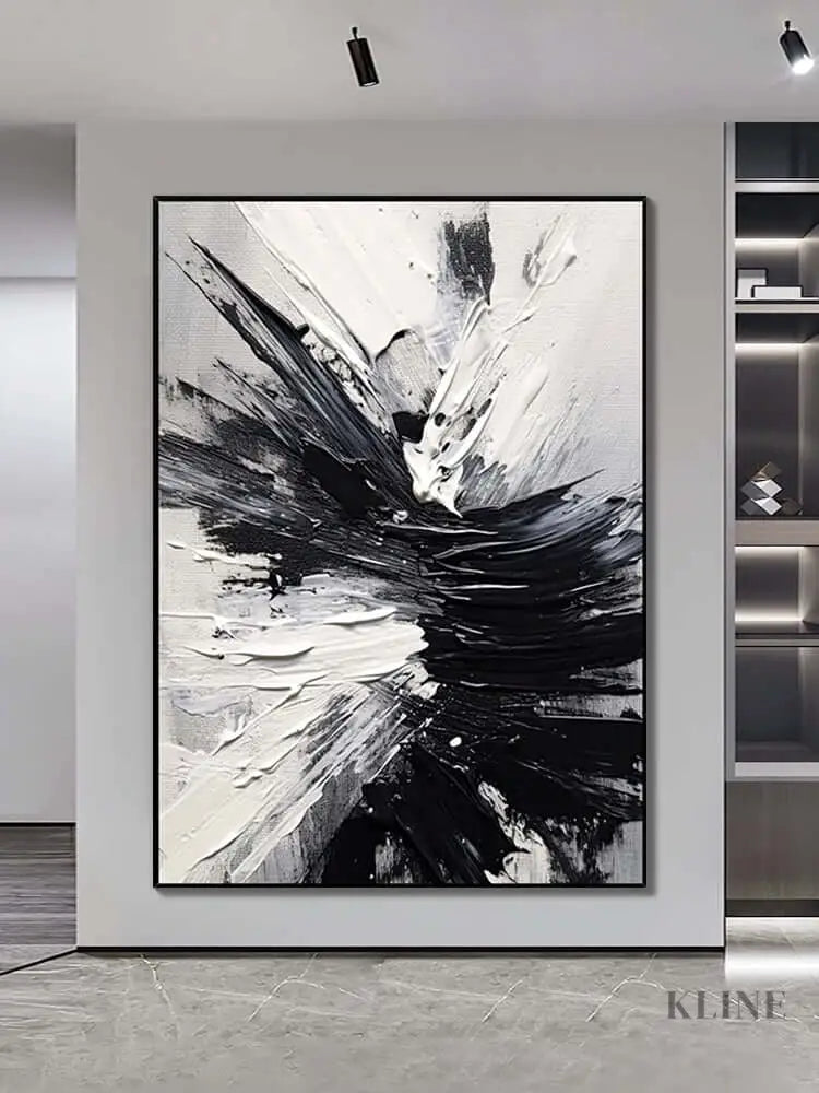 Black White Space Textured Wall Art - Hand Painting