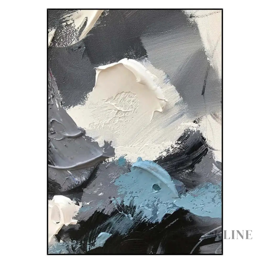 Blue Grey and White Textured Wall Art - Hand Painting