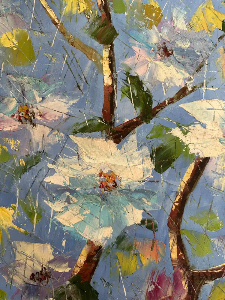 Blue Petal Symphony - Hand Painting