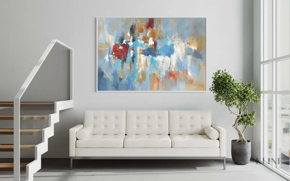 Blue Sky and Rainy City - Hand Painting