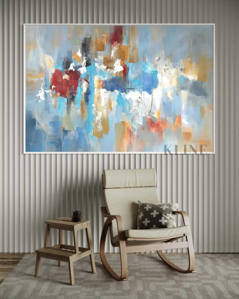Blue Sky and Rainy City - Hand Painting