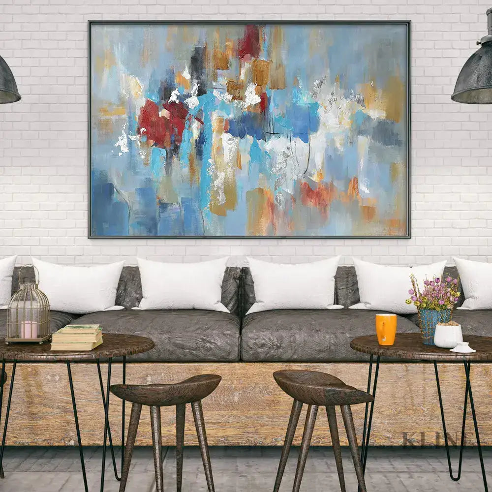 Blue Sky and Rainy City - Hand Painting