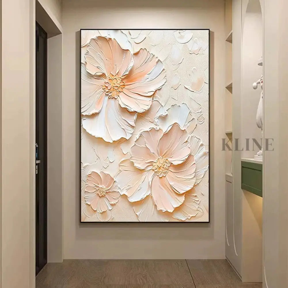 Blush Bloom Textured Floral Painting - Hand Painting