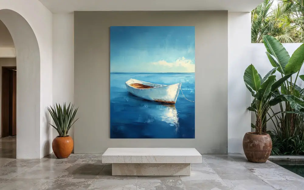 Boat on a Turquoise Morning - Hand Painting