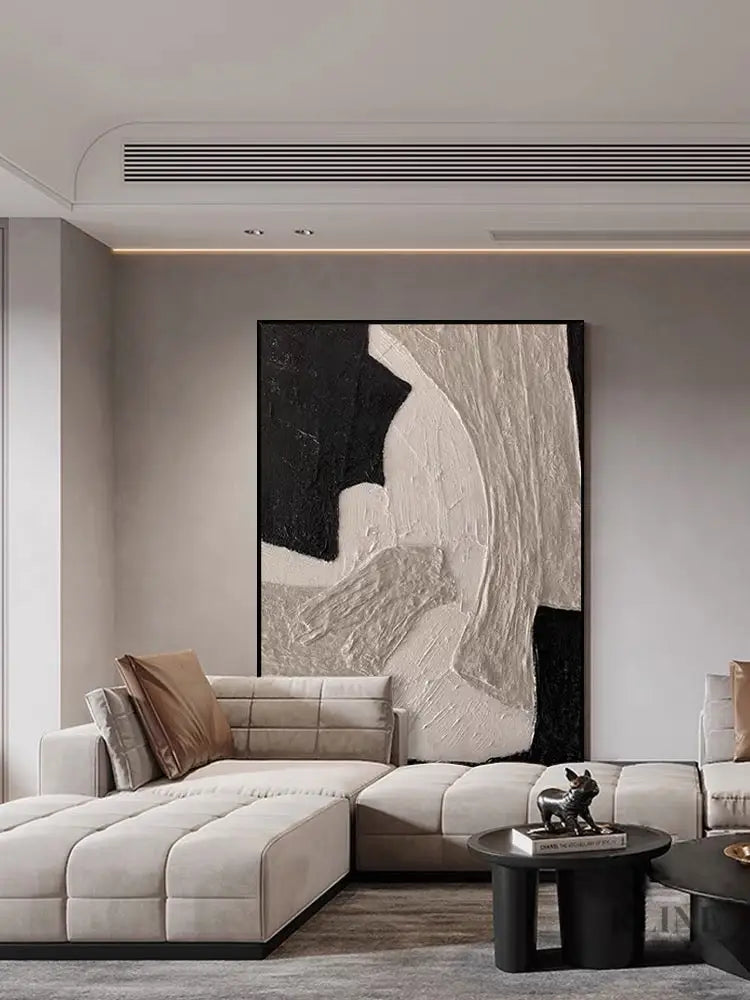 Brown and Beige Textured Painting - Hand Painting