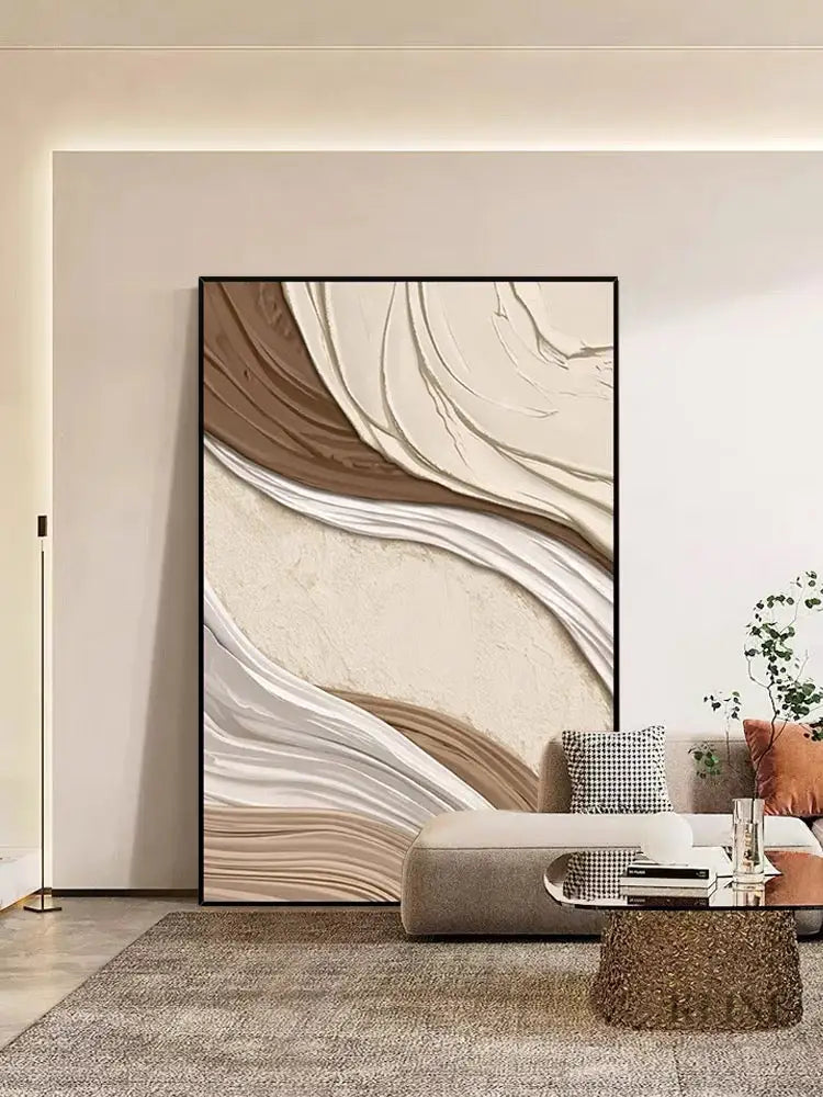 Brown and Cream Textured Wall Art - Hand Painting