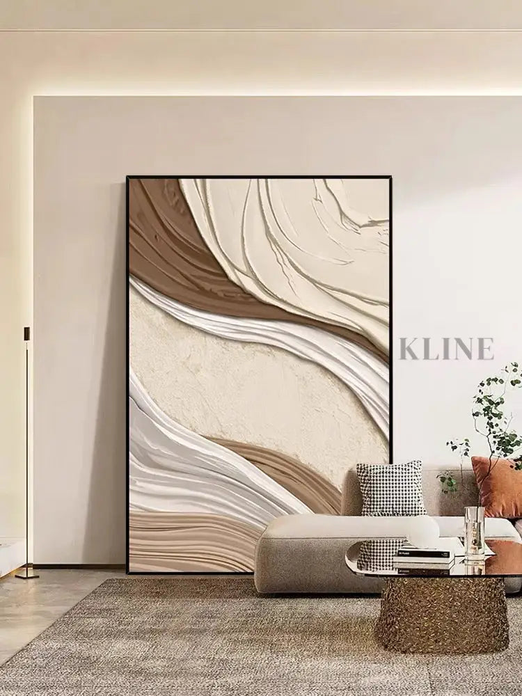 Brown and Cream Textured Wall Art - Hand Painting