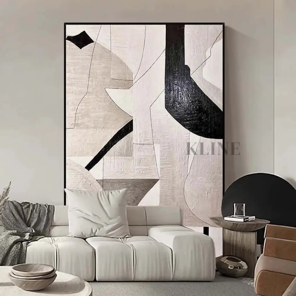 Brown Beige Geometric Textured Wall Art - Hand Painting