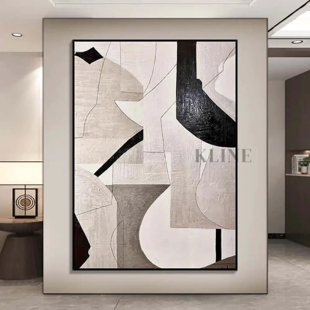 Brown Beige Geometric Textured Wall Art - Hand Painting