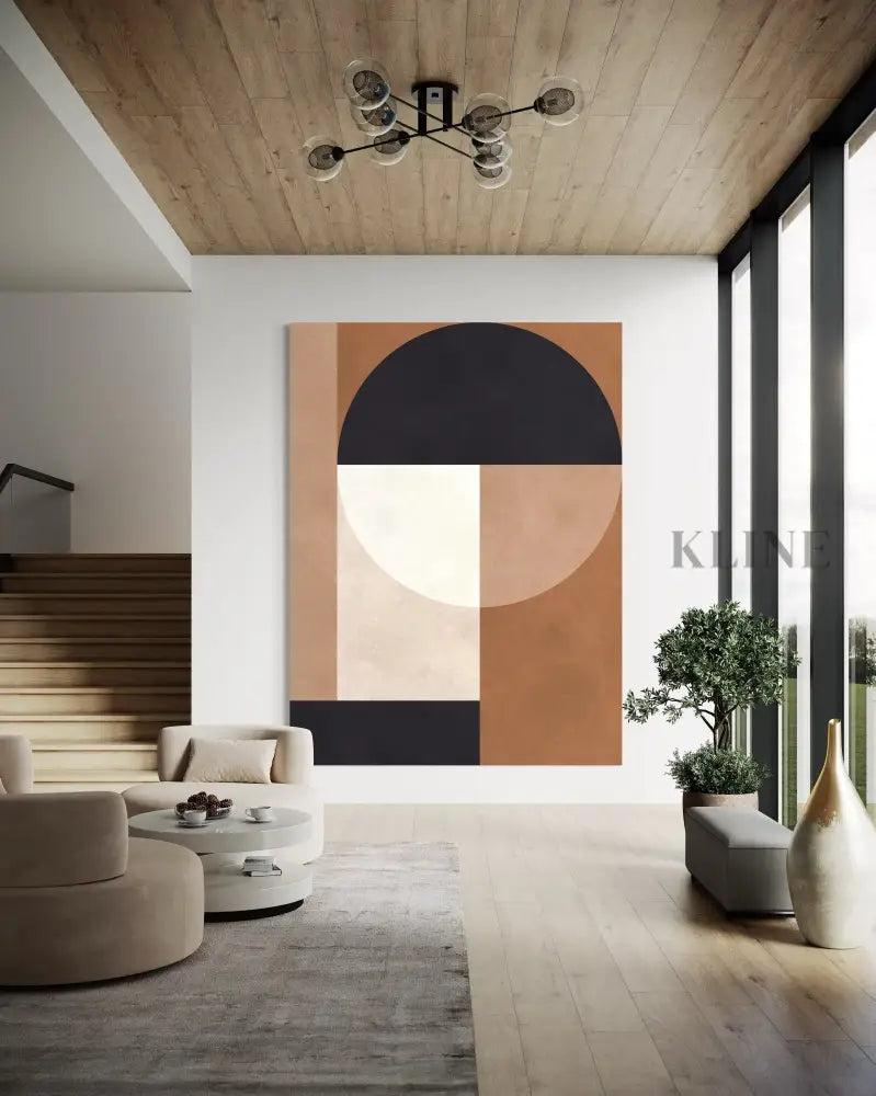 Brown Geometry 2 - Hand Painting
