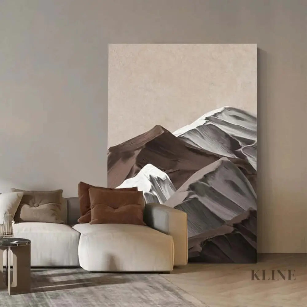 Brown Mountain Textured Painting - Hand Painting