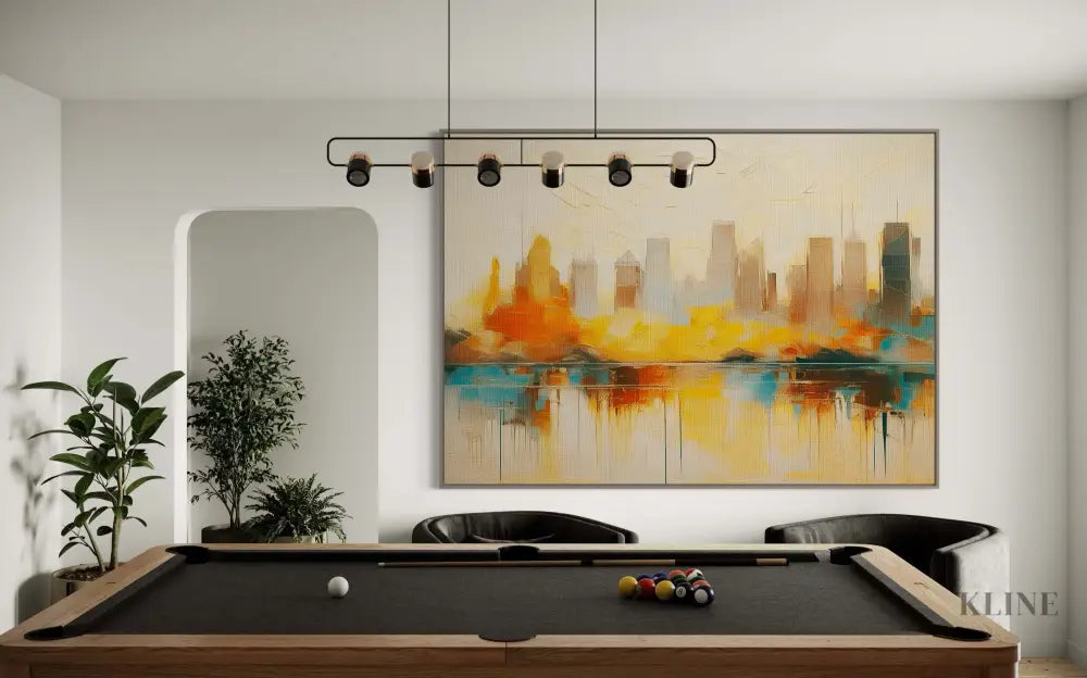 Buildings at Dusk 3 - Hand Painting