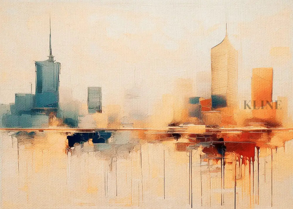 Buildings at Dusk 5 - Hand Painting