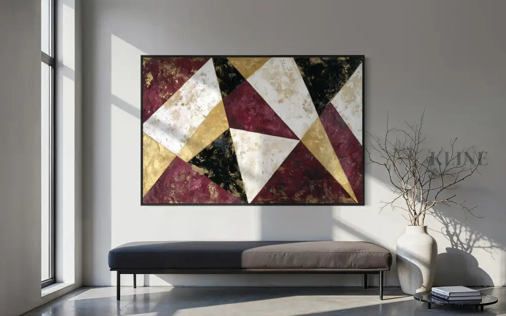 Burgundy Geometric Echo - Hand Painting