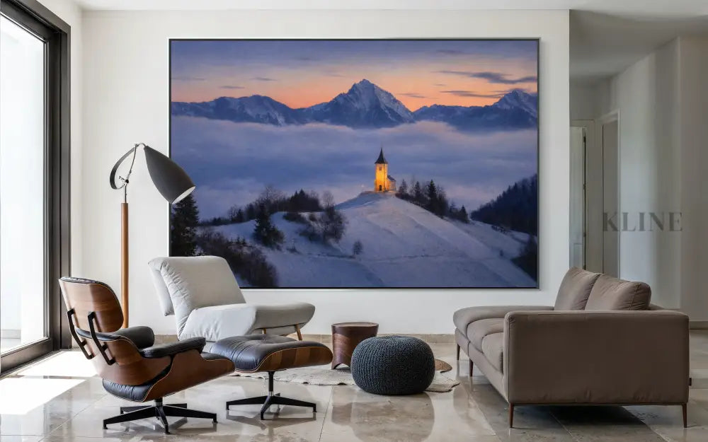 Chapel Above the Quiet Clouds - Hand Painting