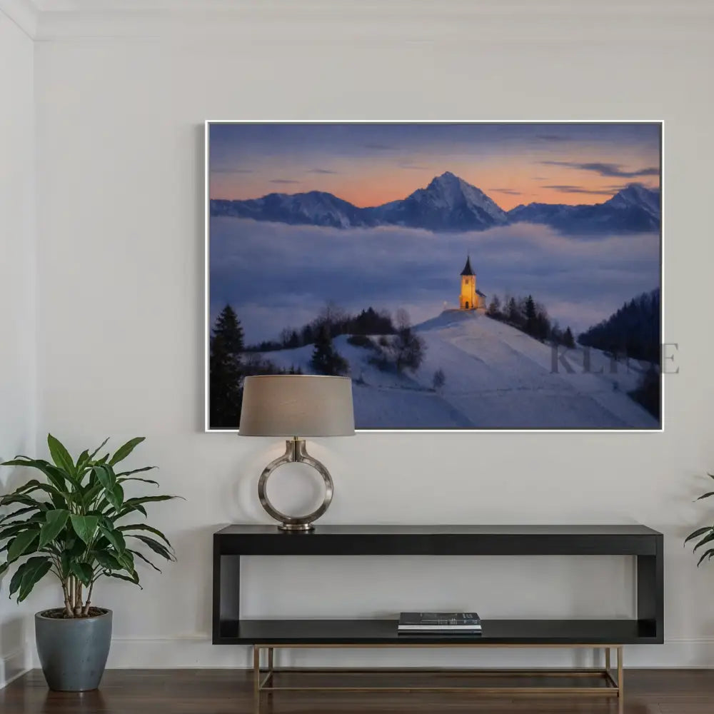 Chapel Above the Quiet Clouds - Hand Painting