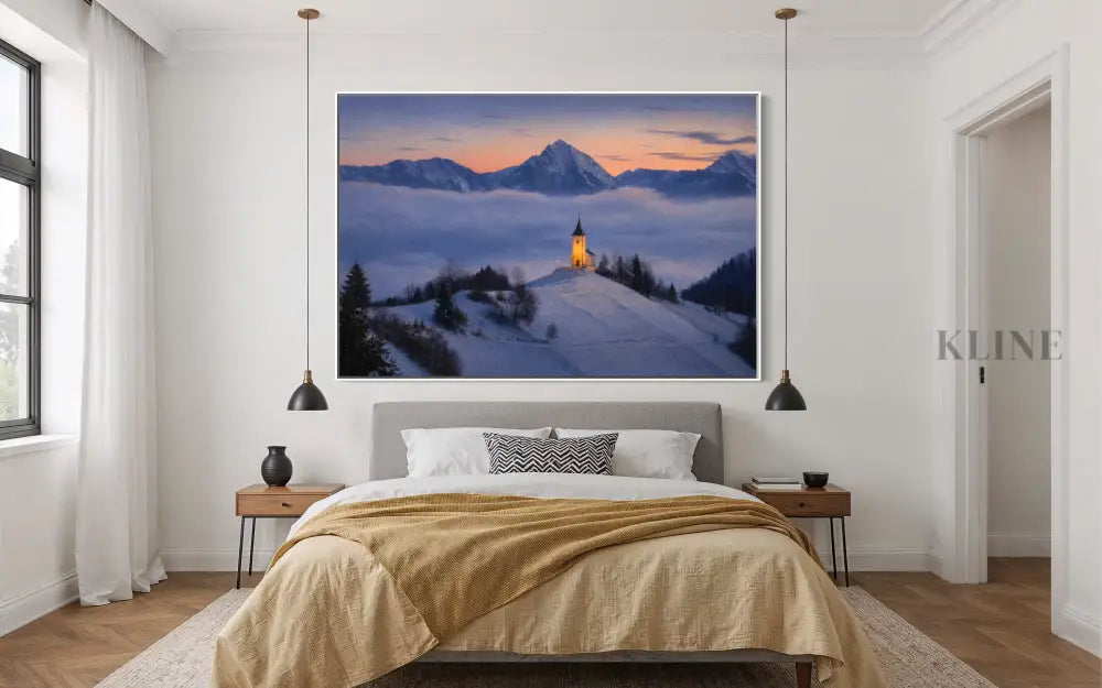 Chapel Above the Quiet Clouds - Hand Painting