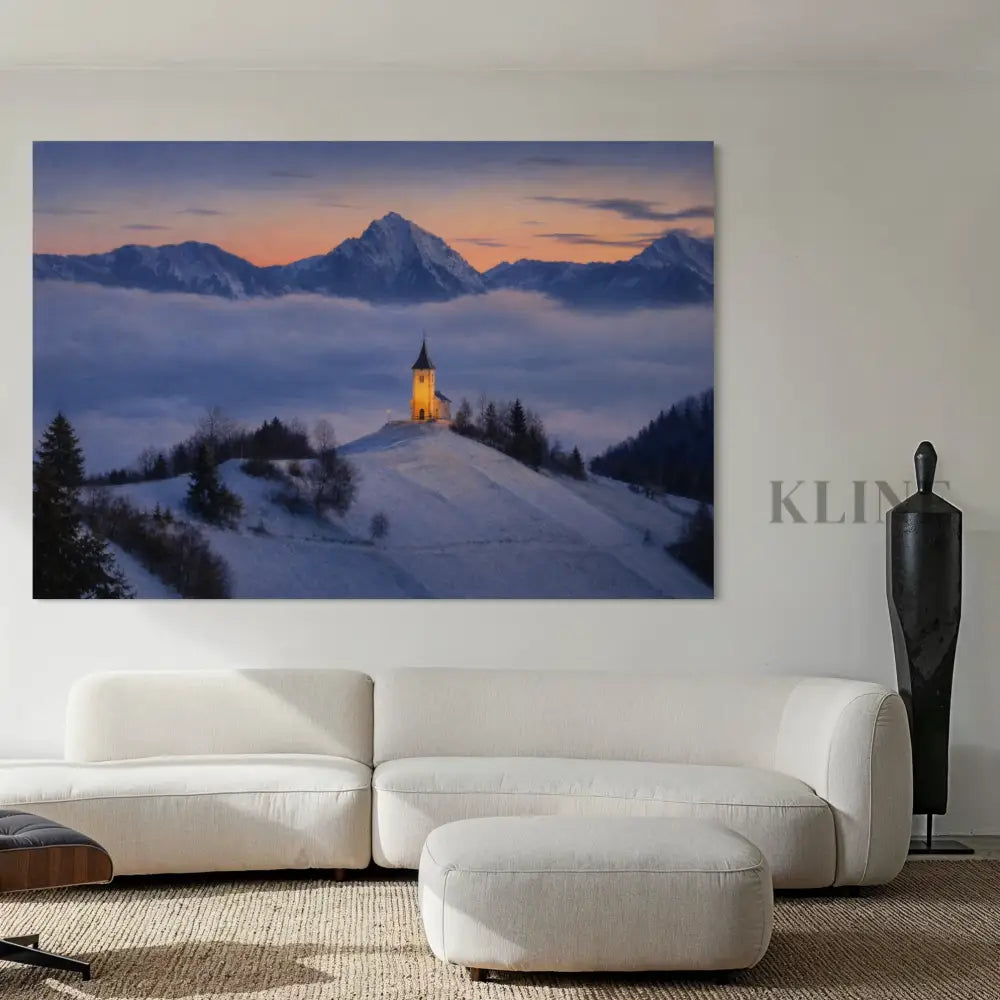 Chapel Above the Quiet Clouds - Hand Painting