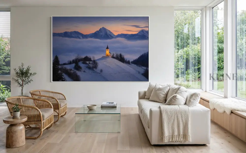 Chapel Above the Quiet Clouds - Hand Painting