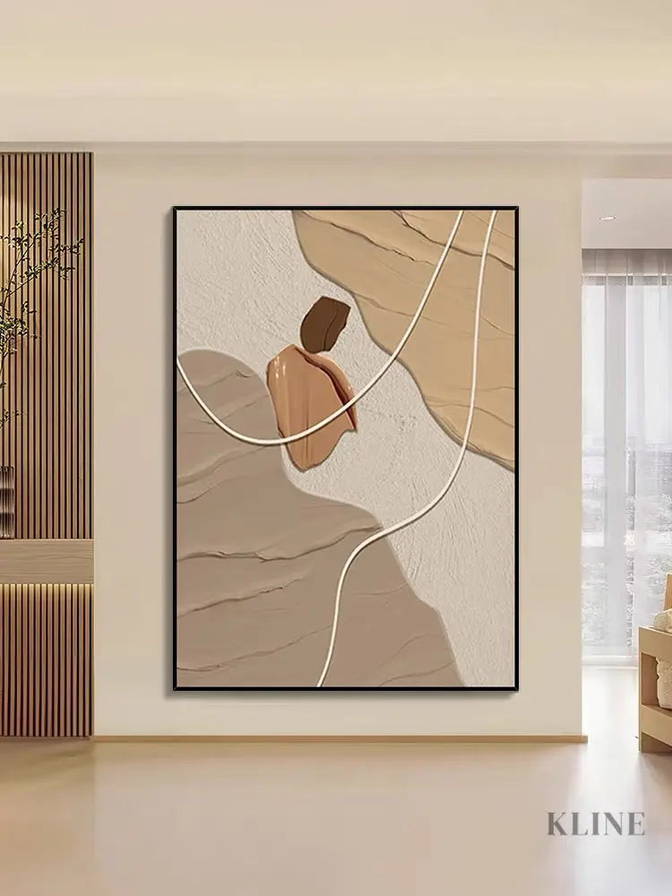 Coffee Beige Textured Wall Art - Hand Painting