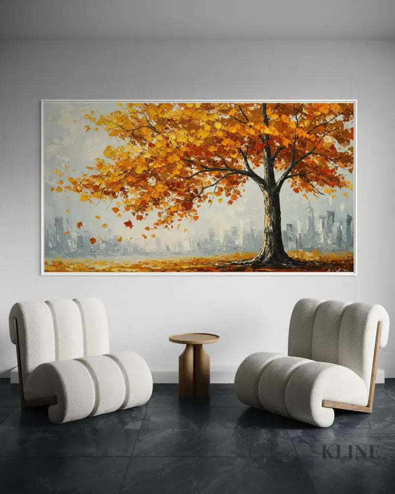 Dancing Leaves on Concrete - Hand Painting