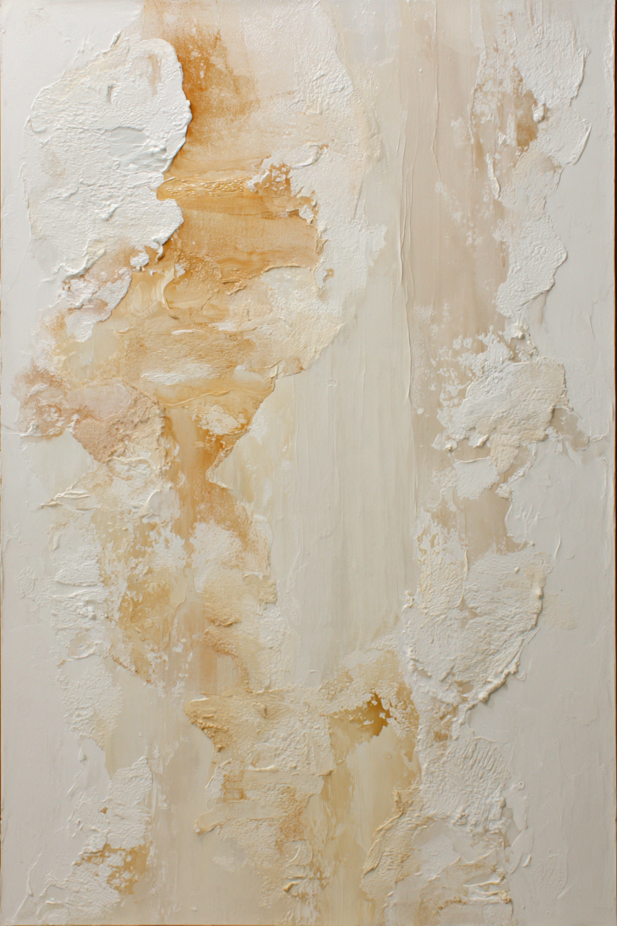 Ivory and Champagne Textured Abstract