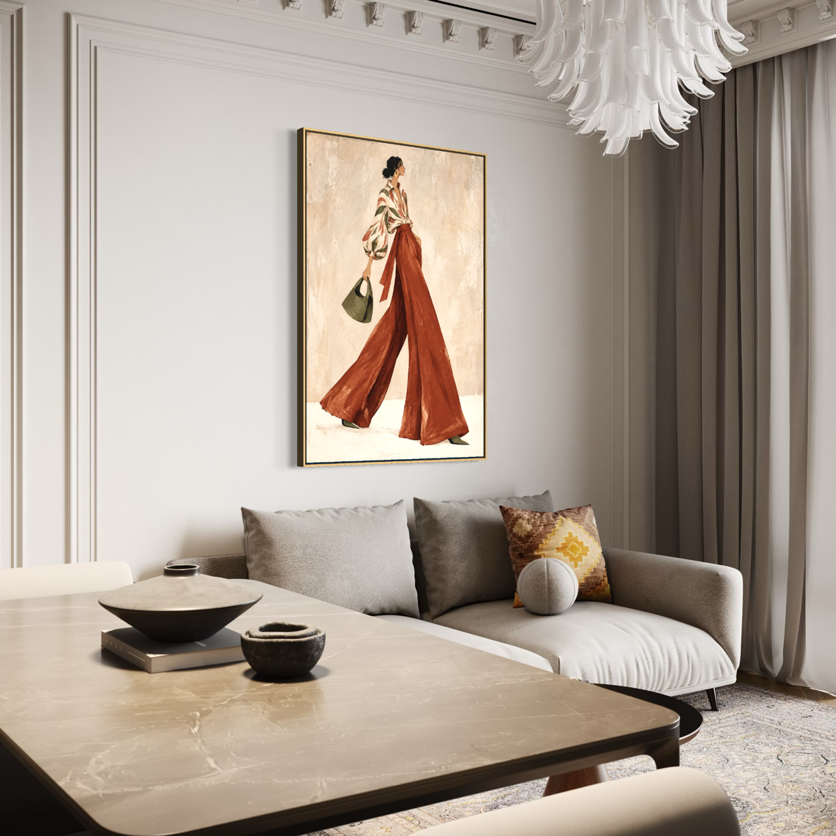 Painterly Terracotta Palazzo Stride - Hand Painting