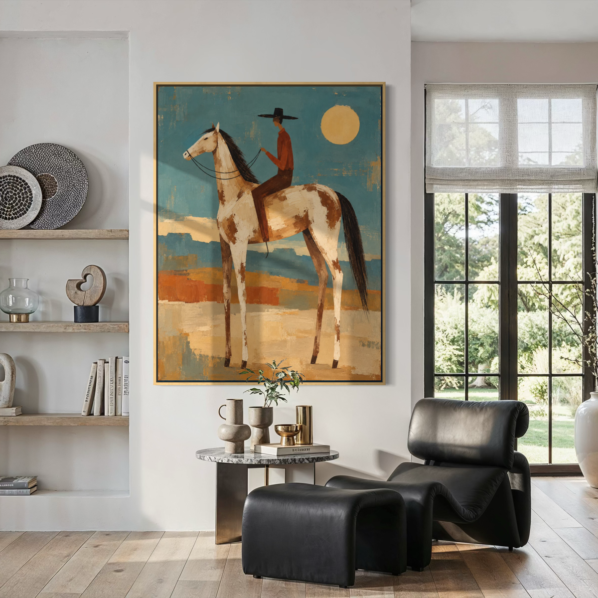 Lone Cowboy Beneath the Desert Sun - Hand Painting