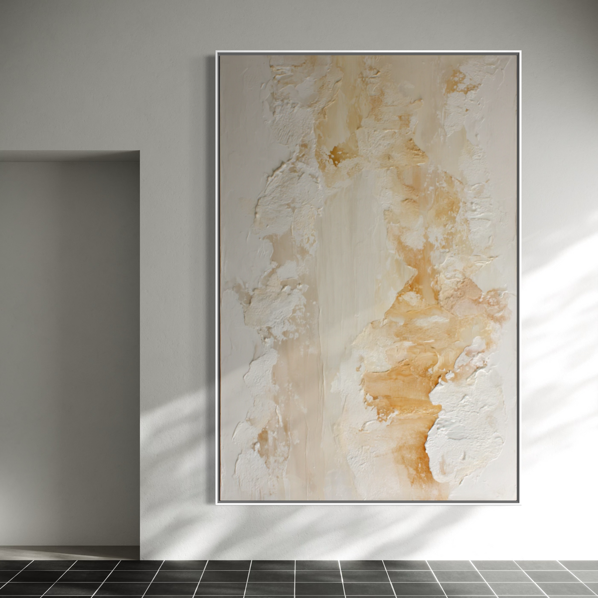 Ivory and Champagne Textured Abstract