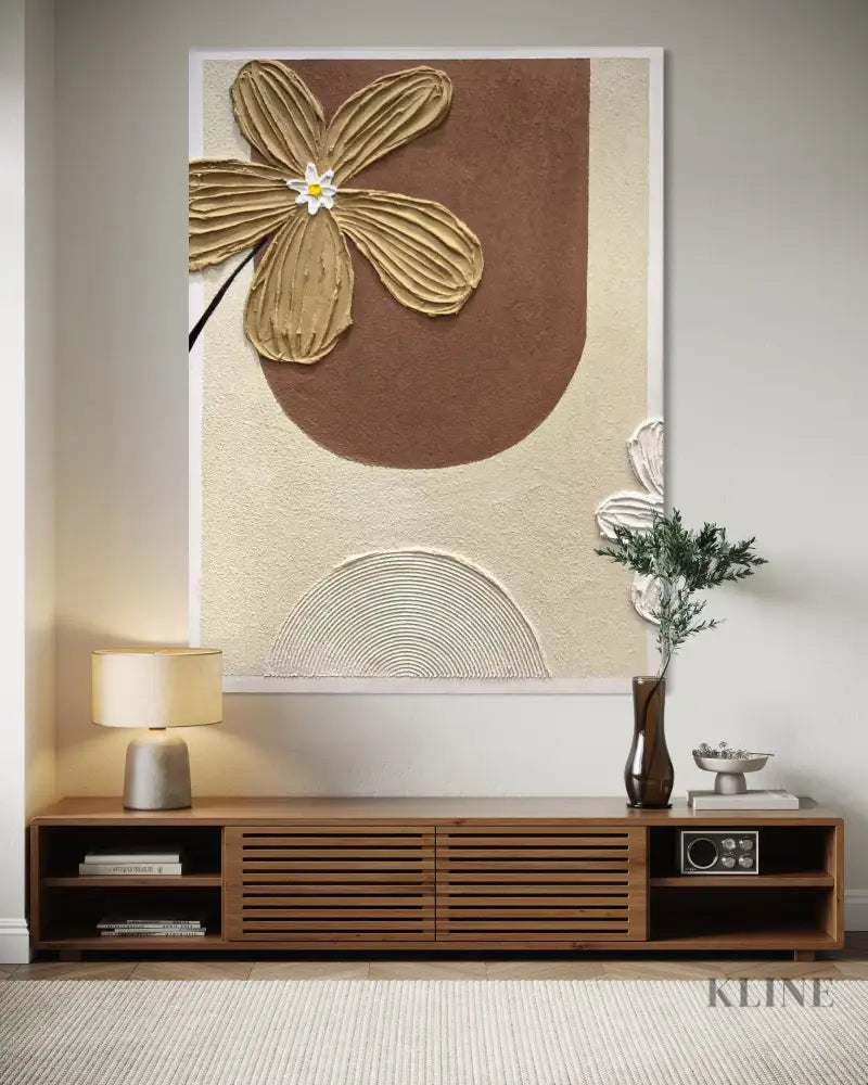 Earthen Bloom Relief - Hand Painting