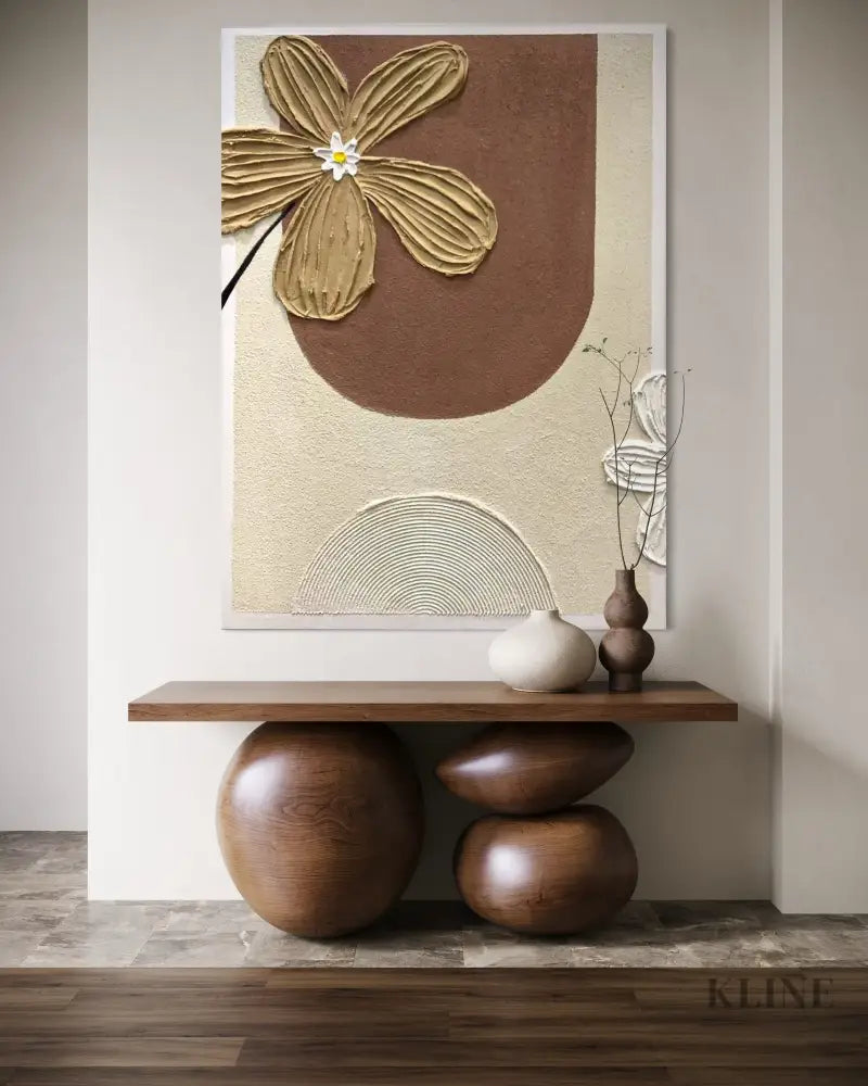 Earthen Bloom Relief - Hand Painting