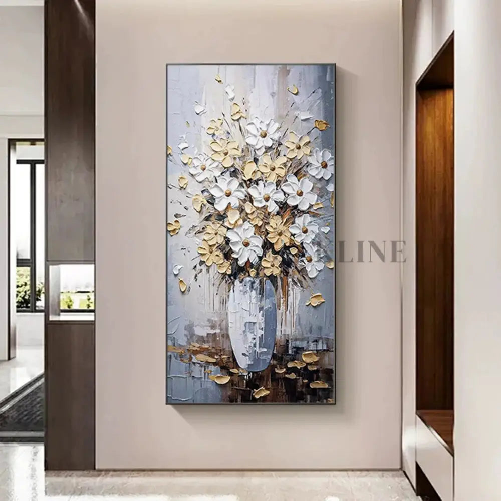 Elegant Floral Vase - Hand Painting