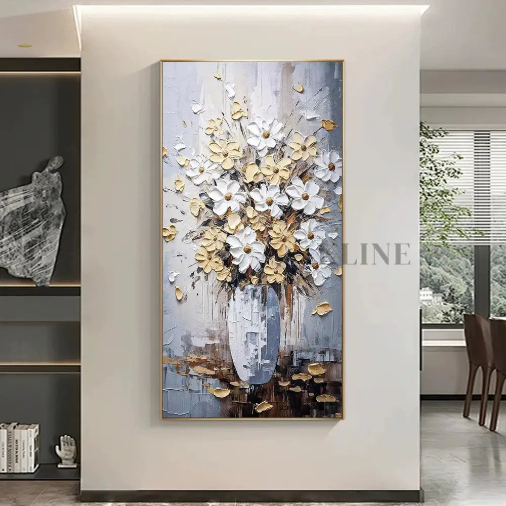 Elegant Floral Vase - Hand Painting