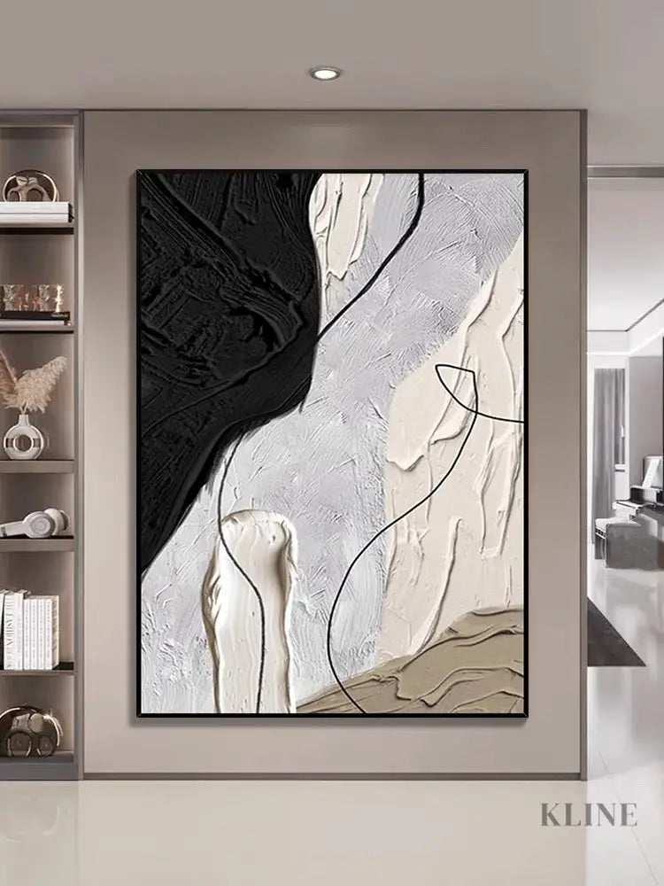 Far from Black and White Textured Painting - Hand Painting