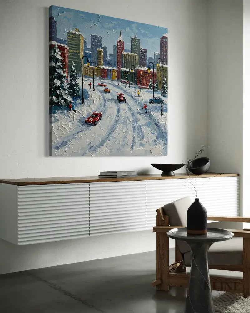 Frost-Kissed Metropolis - Hand Painting