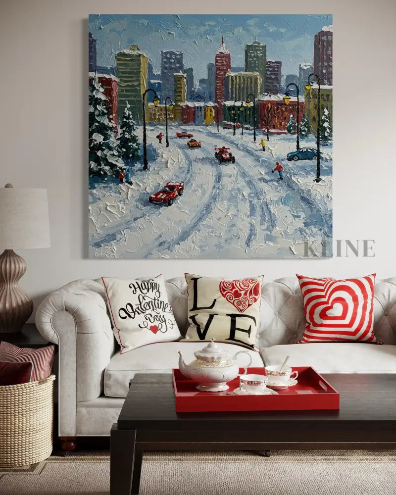 Frost-Kissed Metropolis - Hand Painting