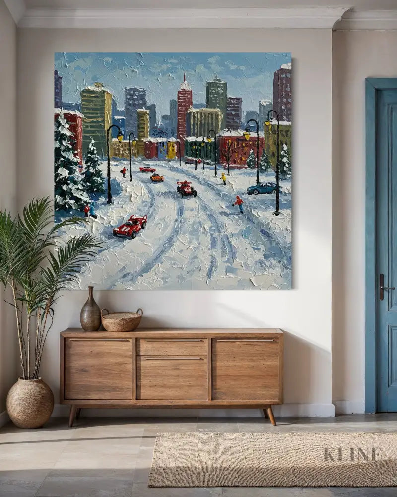 Frost-Kissed Metropolis - Hand Painting