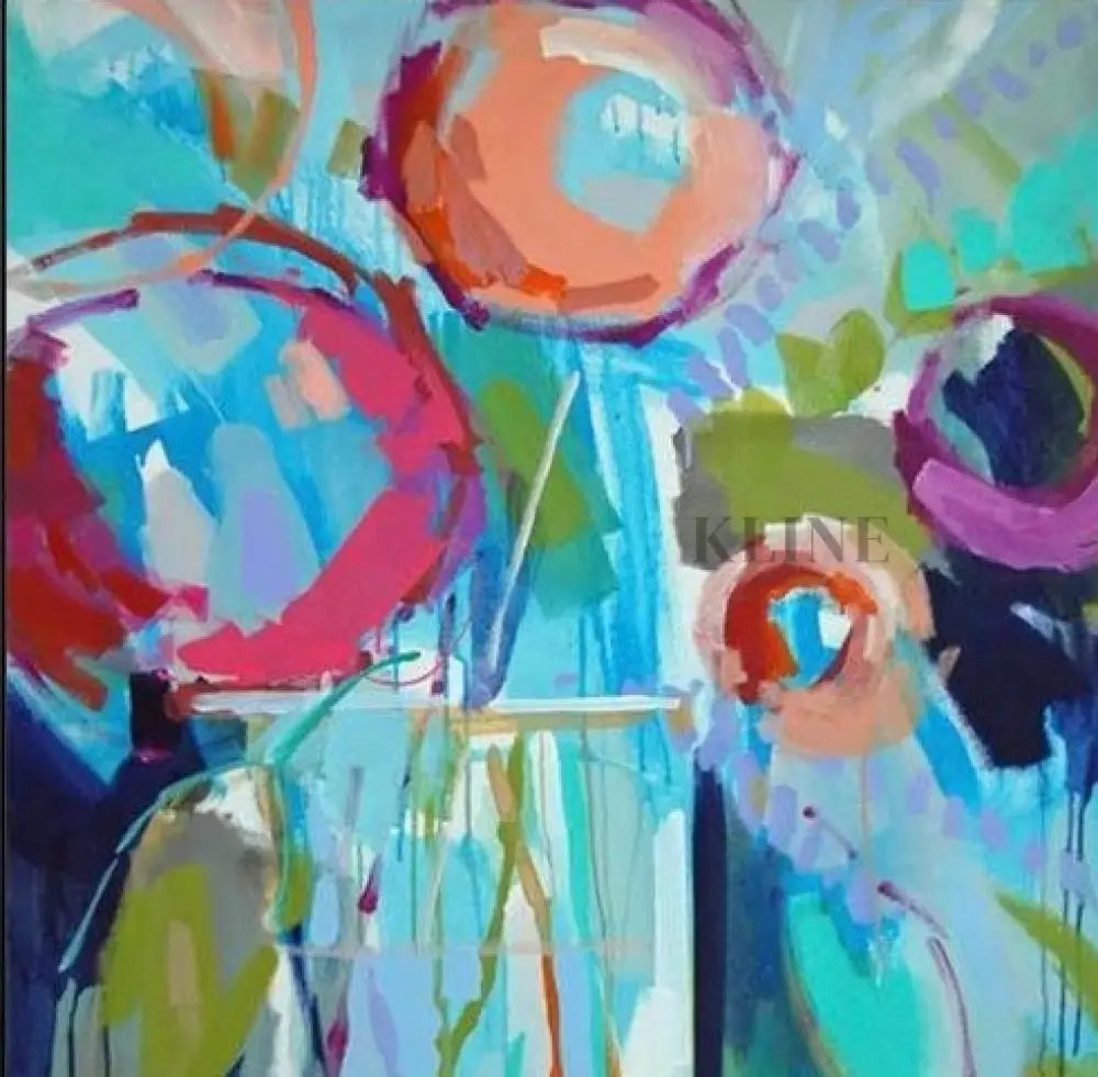 Vibrant hand-painted wall art featuring abstract fruits in bold colors, ideal for enhancing home decor.