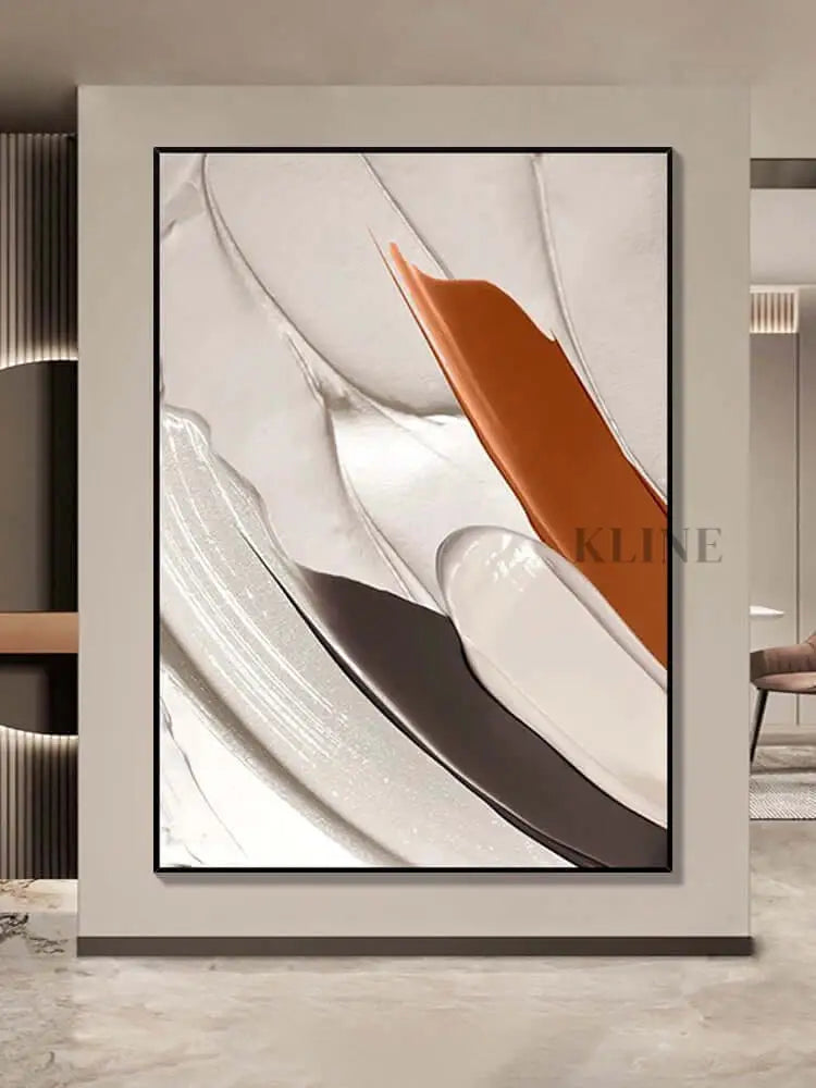 Glossy Textured Coffee Colored Painting - Hand Painting
