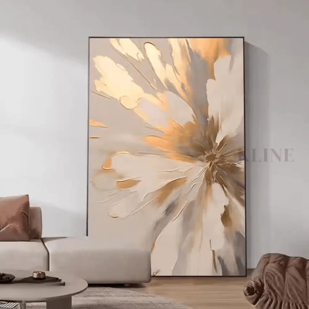 Golden Abstract Floral - Hand Painting