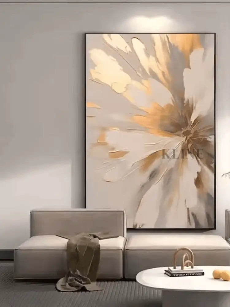 Golden Abstract Floral - Hand Painting