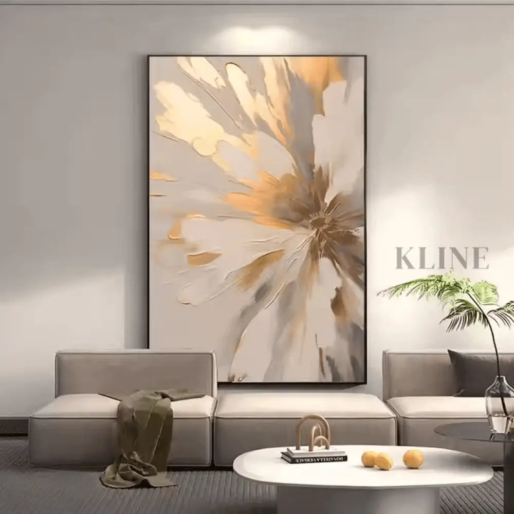 Golden Abstract Floral - Hand Painting