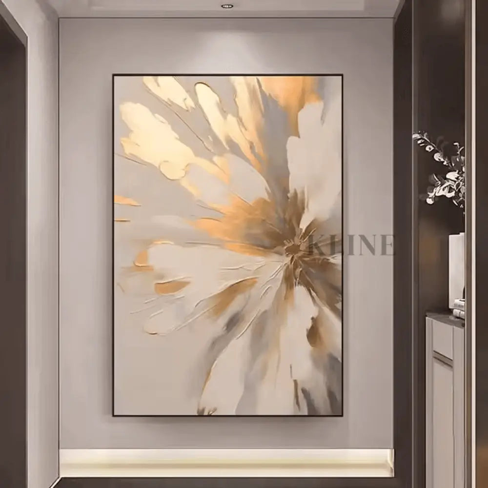 Golden Abstract Floral - Hand Painting