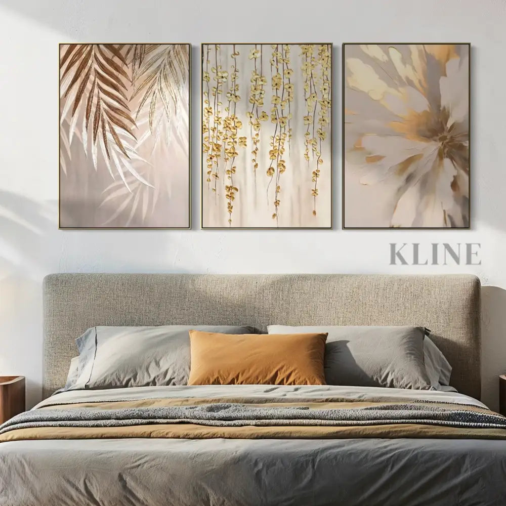 Golden Abstract Floral Set - Hand Painting