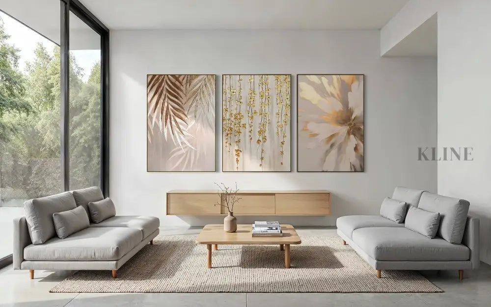 Golden Abstract Floral Set - Hand Painting