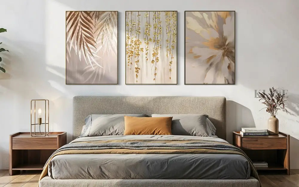 Golden Abstract Floral Set - Hand Painting