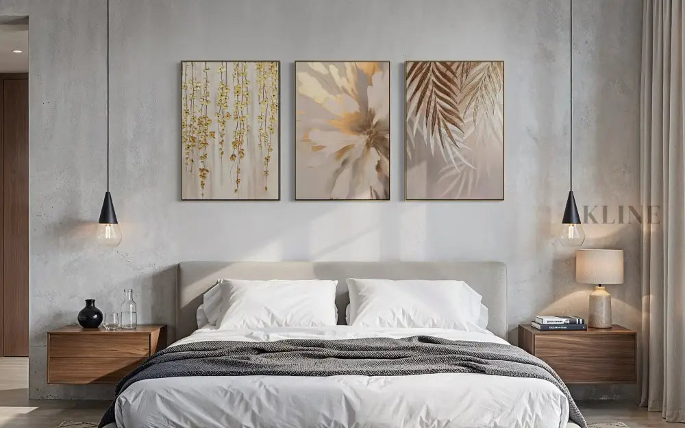 Golden Abstract Floral Set - Hand Painting