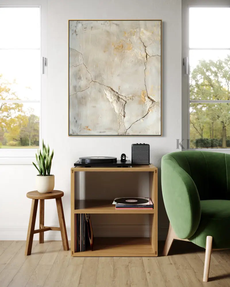 Golden Cracked Earth - Hand Painting
