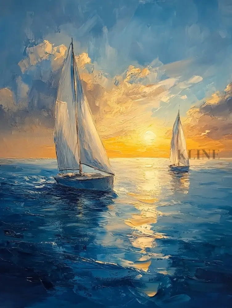 Golden Days at Sea - Hand Painting